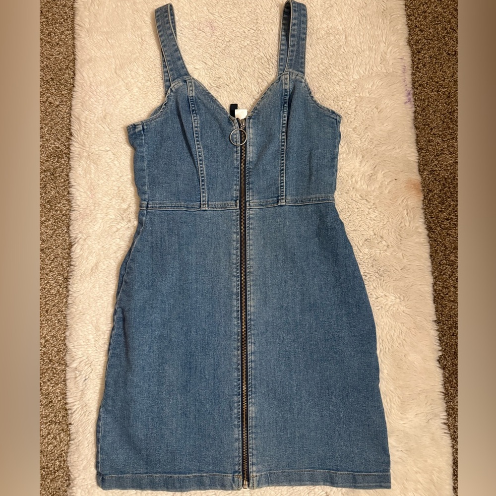 Divided by H&M Denim Blue Mini Dress with Front Zipper